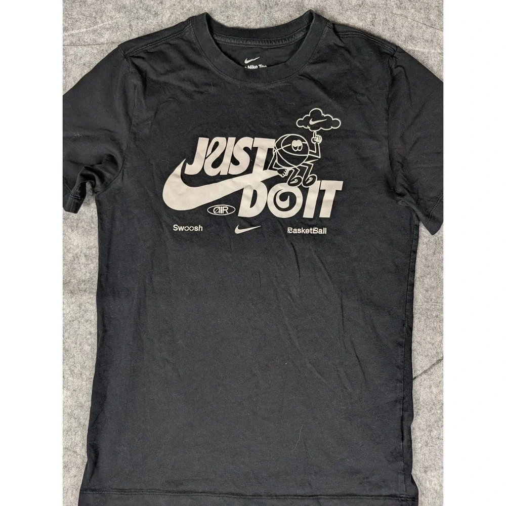 Nike Just Do It Basketball Graphic T-Shirt‎ Black Short Sleeve Swoosh Tee 3535